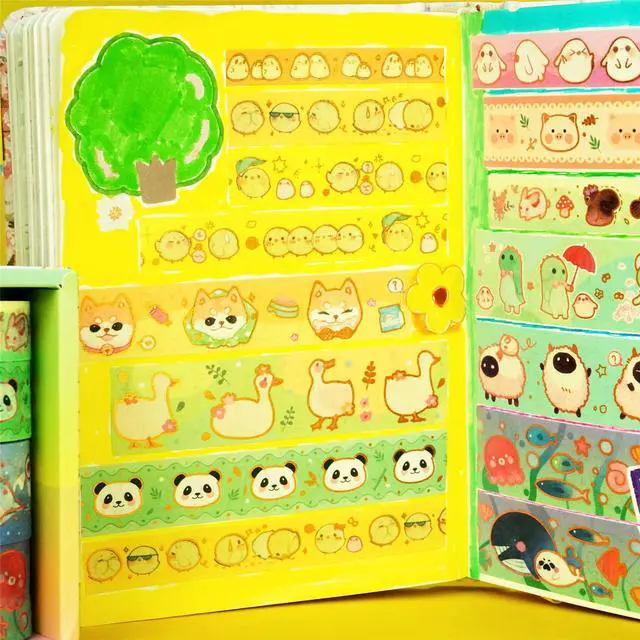 Alt view image 4 of 7 - Cute Pets Washi Tape Set 13 Rolls Wide Gold Embellishment Decorative Masking Tapes for Arts, DIY Crafts, Journals, Planners, Scrapbook, Wrapping (Animal Kindergarten)