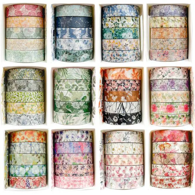 Alt view image 2 of 7 - Flowers Washi Tape Set 60 Rolls Floral Patterns Decorative Skinny Blooms Masking Tapes for Arts, DIY Crafts, Journals, Planners, Scrapbook, Wrapping (Spring)