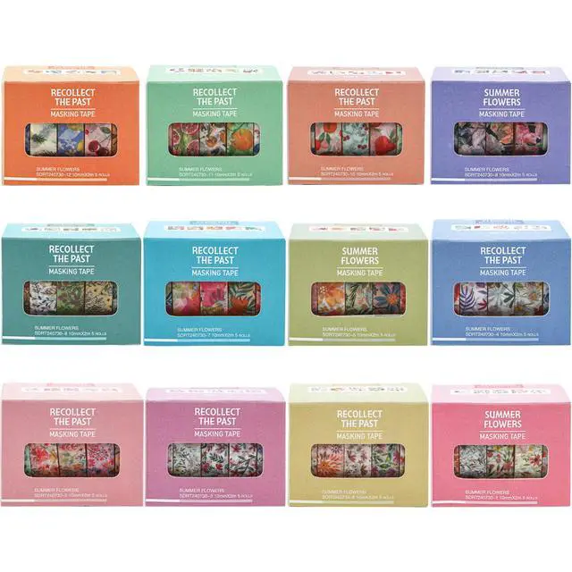 Alt view image 3 of 7 - Flowers Washi Tape Set 60 Rolls Floral Patterns Decorative Skinny Blooms Masking Tapes for Arts, DIY Crafts, Journals, Planners, Scrapbook, Wrapping (Summer)