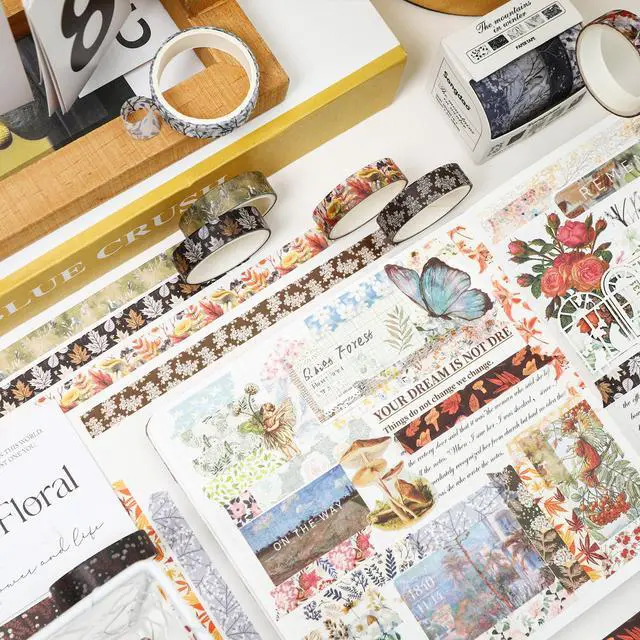Alt view image 6 of 7 - Flowers Washi Tape Set 60 Rolls Leaves Patterns Decorative Skinny Snow Masking Tapes for Arts, DIY Crafts, Journals, Planners, Scrapbook, Wrapping (Winter)