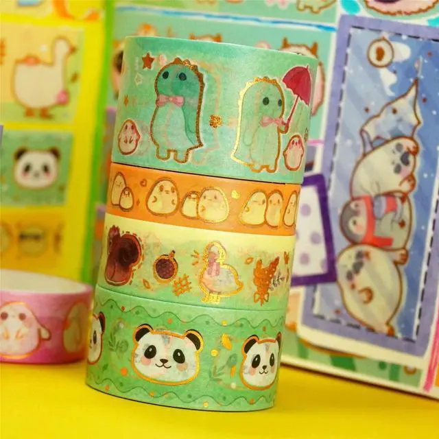 Alt view image 6 of 7 - Cute Pets Washi Tape Set 13 Rolls Wide Gold Embellishment Decorative Masking Tapes for Arts, DIY Crafts, Journals, Planners, Scrapbook, Wrapping (Animal Kindergarten)