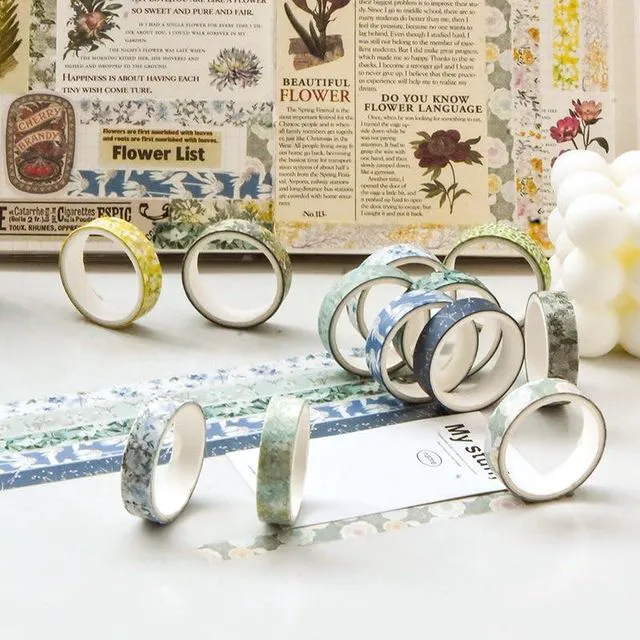 Alt view image 5 of 7 - Flowers Washi Tape Set 30 Rolls Floral Patterns Decorative Skinny Slim Masking Tapes for Arts, DIY Crafts, Journals, Planners, Scrapbook, Wrapping (Greens Thrive)