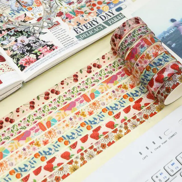 Alt view image 4 of 7 - Flowers Washi Tape Set 60 Rolls Floral Patterns Decorative Skinny Blooms Masking Tapes for Arts, DIY Crafts, Journals, Planners, Scrapbook, Wrapping (Summer)