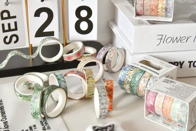 Alt view image 5 of 7 - Flowers Washi Tape Set 60 Rolls Floral Patterns Decorative Skinny Blooms Masking Tapes for Arts, DIY Crafts, Journals, Planners, Scrapbook, Wrapping (Spring)