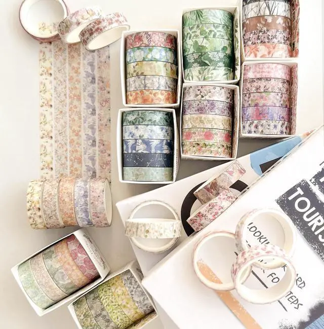Alt view image 6 of 7 - Flowers Washi Tape Set 60 Rolls Floral Patterns Decorative Skinny Blooms Masking Tapes for Arts, DIY Crafts, Journals, Planners, Scrapbook, Wrapping (Spring)