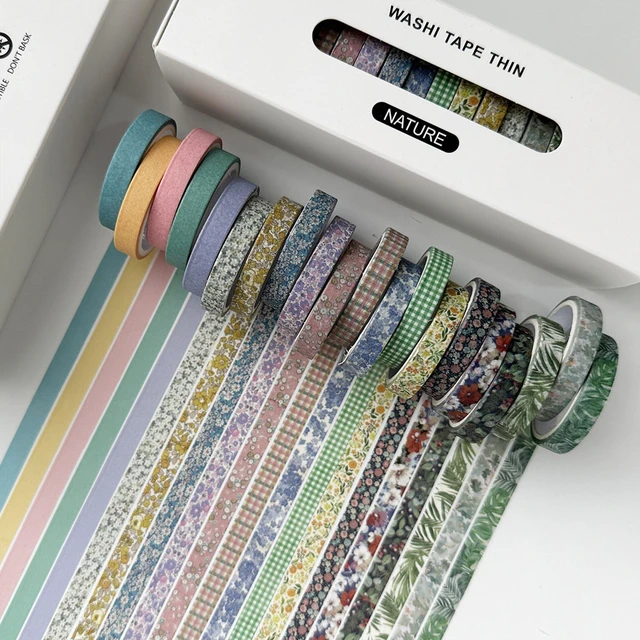 Alt view image 2 of 6 - Vintage Washi Tape Set 20 Rolls Skinny Retro Decorative Antique Patterns Masking Tapes for Arts, DIY Crafts, Journals, Planners, Scrapbook, Wrapping (Nature)