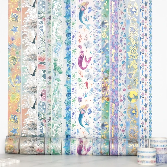 Alt view image 2 of 7 - Marine Life Washi Tape Set 24 Rolls Gold Silver Foil Masking Underwater World Graphic Decorative Tapes for Arts, DIY Crafts, Journals, Planners, Scrapbook, Wrapping