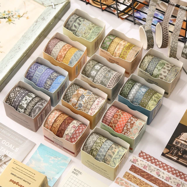 Alt view image 2 of 7 - Basic Patterns Washi Tape Set 60 Rolls Geometric Elegance Decorative Skinny Masking Tapes for Arts, DIY Crafts, Journals, Planners, Scrapbook, Wrapping (Bygone Days)