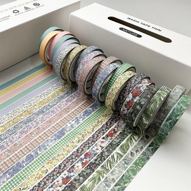 Alt view image 5 of 6 - Vintage Washi Tape Set 20 Rolls Skinny Retro Decorative Antique Patterns Masking Tapes for Arts, DIY Crafts, Journals, Planners, Scrapbook, Wrapping (Nature)