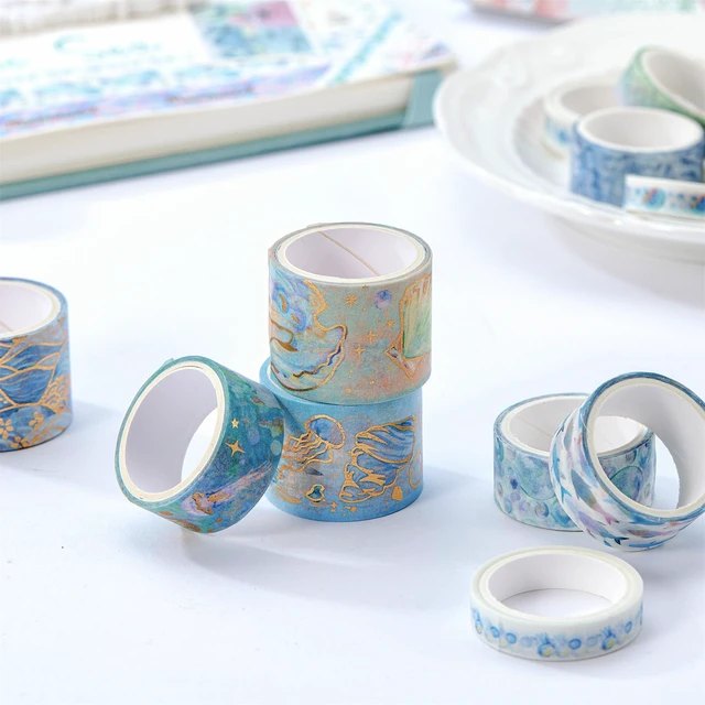 Alt view image 3 of 7 - Marine Life Washi Tape Set 24 Rolls Gold Silver Foil Masking Underwater World Graphic Decorative Tapes for Arts, DIY Crafts, Journals, Planners, Scrapbook, Wrapping