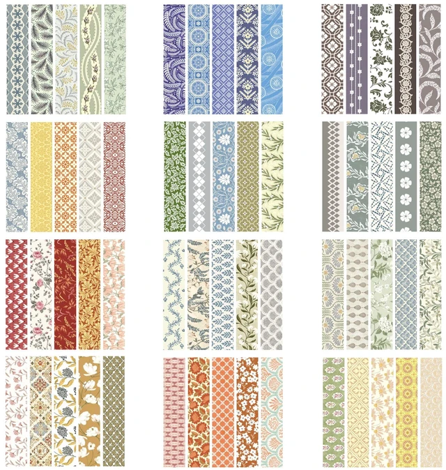 Alt view image 3 of 7 - Basic Patterns Washi Tape Set 60 Rolls Geometric Elegance Decorative Skinny Masking Tapes for Arts, DIY Crafts, Journals, Planners, Scrapbook, Wrapping (Bygone Days)
