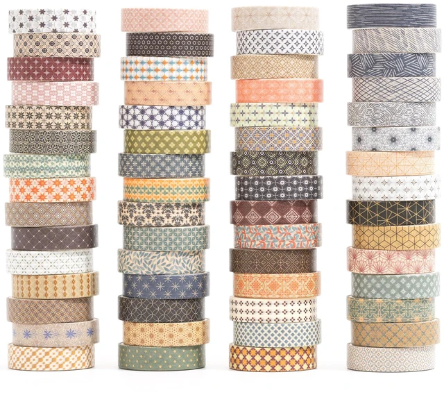 Main image of Basic Patterns Washi Tape Set 60 Rolls Geometric Elegance Decorative Skinny Masking Tapes for Arts, DIY Crafts, Journals, Planners, Scrapbook, Wrapping