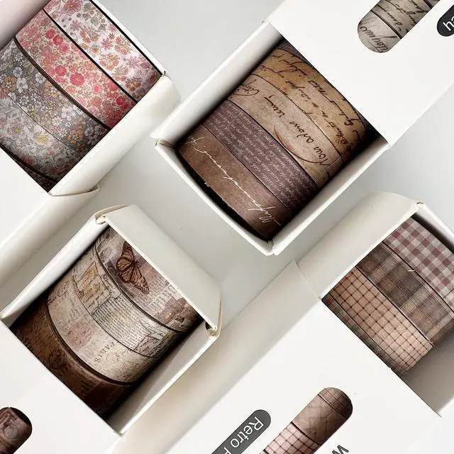 Alt view image 7 of 7 - Vintage Washi Tape Set 8 Rolls Thin Retro Decorative Antique Patterns Masking Tapes for Arts, DIY Crafts, Journals, Planners, Scrapbook, Wrapping (Junk Books)