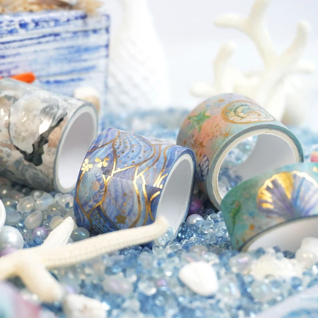 Alt view image 5 of 7 - Marine Life Washi Tape Set 24 Rolls Gold Silver Foil Masking Underwater World Graphic Decorative Tapes for Arts, DIY Crafts, Journals, Planners, Scrapbook, Wrapping