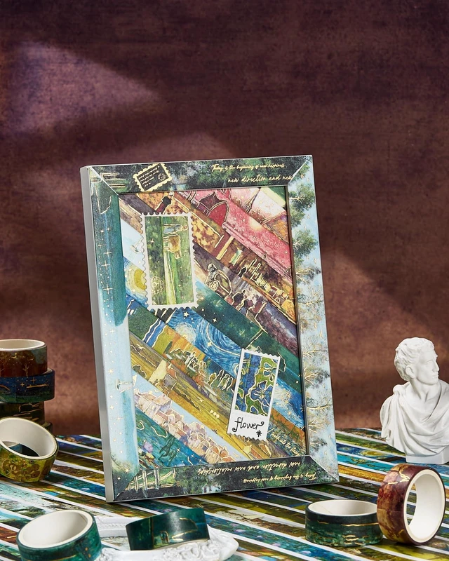 Alt view image 7 of 7 - Landscape Washi Tape Set in Oil Painting Style 20 Rolls Scenery Drawing Masking Gold Foil Graphic Decorative Tapes for Arts, DIY Crafts, Journals, Planners, Scrapbook, Wrapping (Classic)