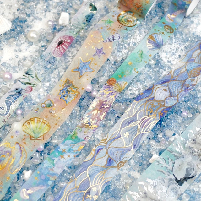 Alt view image 6 of 7 - Marine Life Washi Tape Set 24 Rolls Gold Silver Foil Masking Underwater World Graphic Decorative Tapes for Arts, DIY Crafts, Journals, Planners, Scrapbook, Wrapping