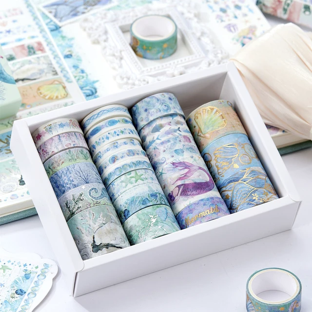 Alt view image 7 of 7 - Marine Life Washi Tape Set 24 Rolls Gold Silver Foil Masking Underwater World Graphic Decorative Tapes for Arts, DIY Crafts, Journals, Planners, Scrapbook, Wrapping