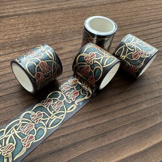 Alt view image 7 of 7 - Vintage Washi Tape Set 6 Rolls Wide Retro Decorative Gold Foil Antique Patterns Masking Tapes for Arts, DIY Crafts, Journals, Planners, Scrapbook, Wrapping