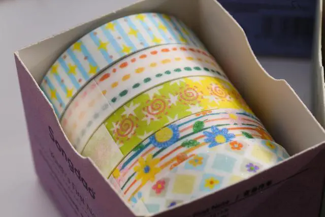 Alt view image 4 of 7 - Cute Pattern Washi Tape Set 5 Rolls Glitter Cover Decorative Wide Kawaii Masking Tapes for Arts, DIY Crafts, Journals, Planners, Scrapbook, Wrapping (8 Retro Pop)