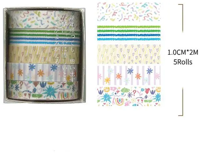 Alt view image 3 of 7 - Cute Pattern Washi Tape Set 5 Rolls Glitter Cover Decorative Wide Kawaii Masking Tapes for Arts, DIY Crafts, Journals, Planners, Scrapbook, Wrapping (10 Doodle Mix)