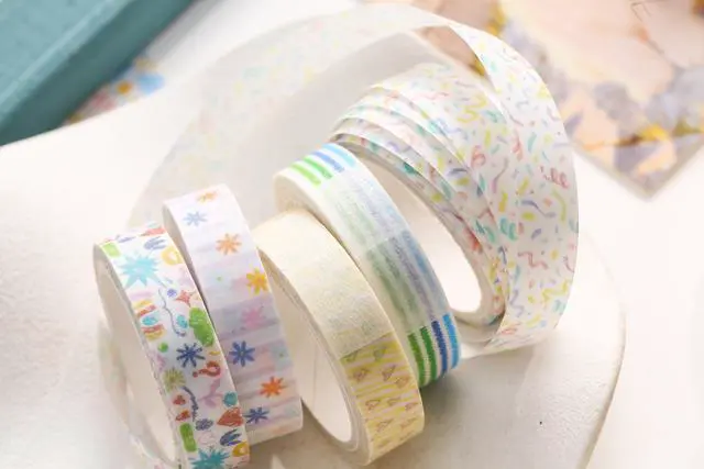 Alt view image 4 of 7 - Cute Pattern Washi Tape Set 5 Rolls Glitter Cover Decorative Wide Kawaii Masking Tapes for Arts, DIY Crafts, Journals, Planners, Scrapbook, Wrapping (10 Doodle Mix)