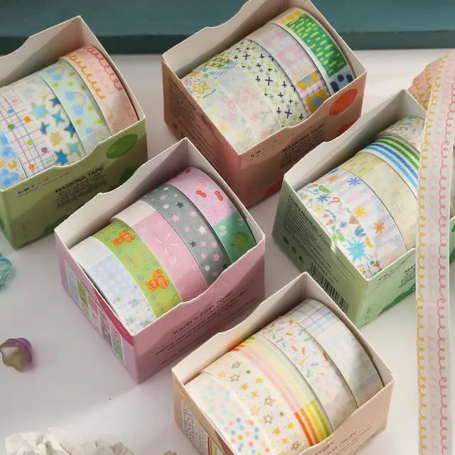 Alt view image 5 of 7 - Cute Pattern Washi Tape Set 5 Rolls Glitter Cover Decorative Wide Kawaii Masking Tapes for Arts, DIY Crafts, Journals, Planners, Scrapbook, Wrapping (10 Doodle Mix)