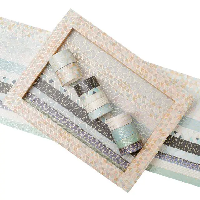 Alt view image 3 of 7 - Creative Washi Tape Set 10 Rolls Gold Foil Print Decorative Masking Tapes for Arts, DIY Crafts, Journals, Planners, Scrapbook, Wrapping (Geometric Order)