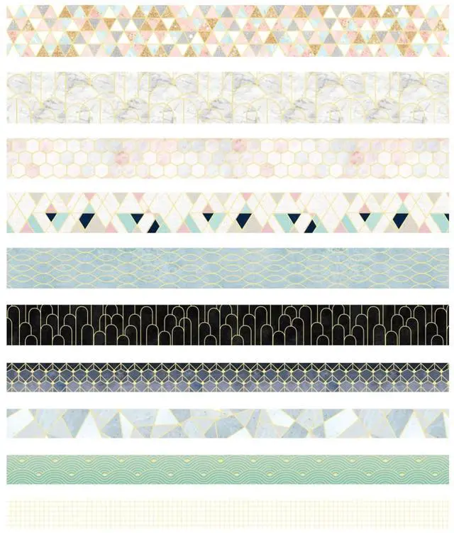 Alt view image 4 of 7 - Creative Washi Tape Set 10 Rolls Gold Foil Print Decorative Masking Tapes for Arts, DIY Crafts, Journals, Planners, Scrapbook, Wrapping (Geometric Order)