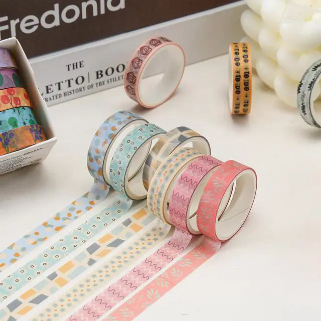 Alt view image 2 of 7 - Basic Washi Tape Set 30 Rolls Cute Patterns Decorative Skinny Slim Masking Tapes for Arts, DIY Crafts, Journals, Planners, Scrapbook, Wrapping (Kawaii One)