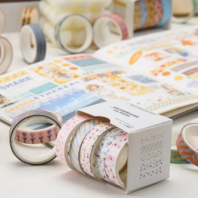 Alt view image 5 of 7 - Basic Washi Tape Set 30 Rolls Cute Patterns Decorative Skinny Slim Masking Tapes for Arts, DIY Crafts, Journals, Planners, Scrapbook, Wrapping (Kawaii One)
