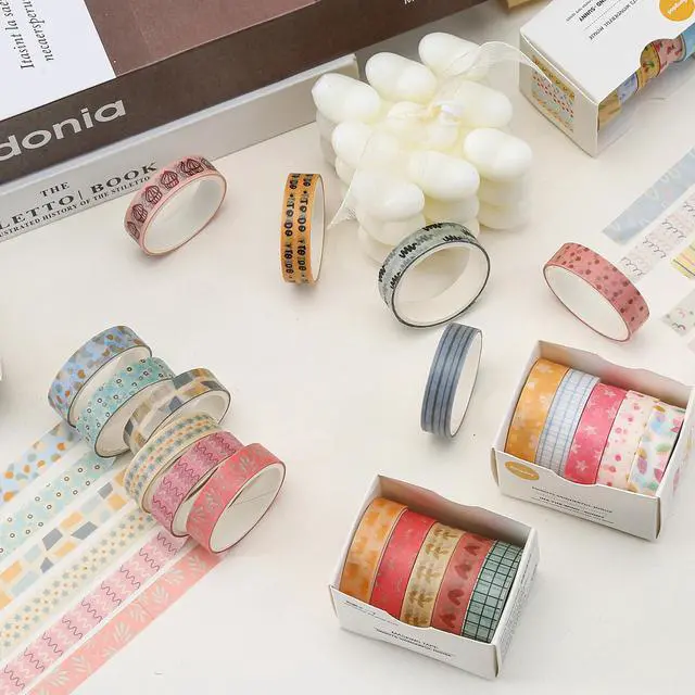 Alt view image 6 of 7 - Basic Washi Tape Set 30 Rolls Cute Patterns Decorative Skinny Slim Masking Tapes for Arts, DIY Crafts, Journals, Planners, Scrapbook, Wrapping (Kawaii One)