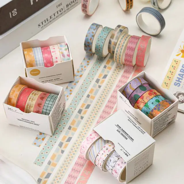 Alt view image 7 of 7 - Basic Washi Tape Set 30 Rolls Cute Patterns Decorative Skinny Slim Masking Tapes for Arts, DIY Crafts, Journals, Planners, Scrapbook, Wrapping (Kawaii One)