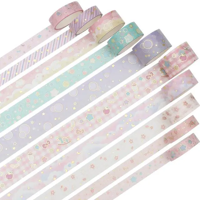 Alt view image 2 of 7 - Creative Washi Tape Set 10 Rolls Gold Foil Print Decorative Masking Tapes for Arts, DIY Crafts, Journals, Planners, Scrapbook, Wrapping (Cute Sweety)
