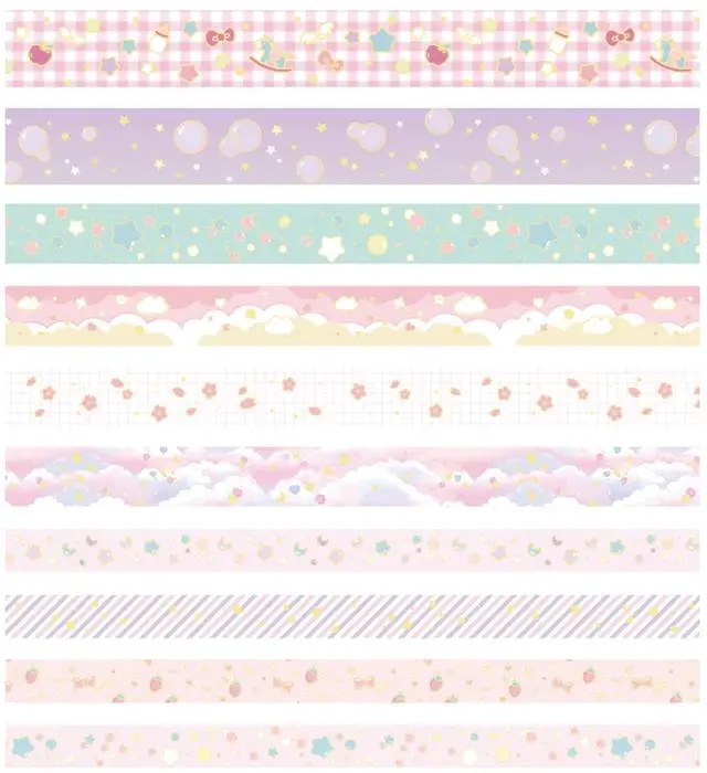 Alt view image 4 of 7 - Creative Washi Tape Set 10 Rolls Gold Foil Print Decorative Masking Tapes for Arts, DIY Crafts, Journals, Planners, Scrapbook, Wrapping (Cute Sweety)