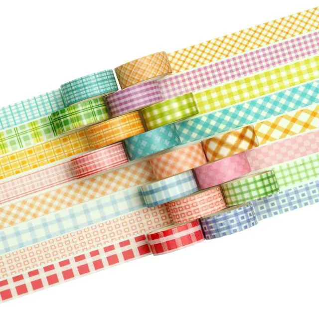 Alt view image 2 of 7 - Colorful Plaid Washi Tape Set 16 Rolls Basic Grid Decorative Masking Tapes for Arts, DIY Crafts, Journals, Planners, Scrapbook, Wrapping (Pastel Basics)