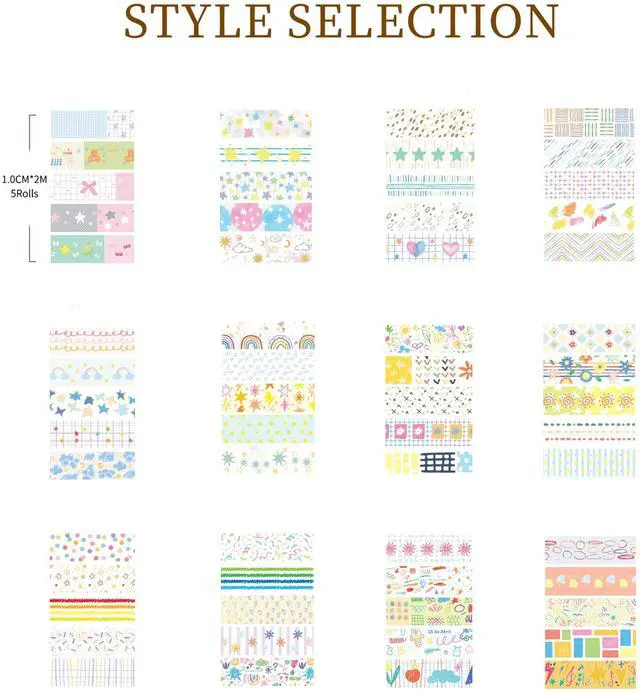 Alt view image 7 of 7 - Cute Pattern Washi Tape Set 5 Rolls Glitter Cover Decorative Wide Kawaii Masking Tapes for Arts, DIY Crafts, Journals, Planners, Scrapbook, Wrapping (9 Dots & Stars)