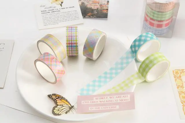 Alt view image 5 of 7 - Colorful Plaid Washi Tape Set 16 Rolls Basic Grid Decorative Masking Tapes for Arts, DIY Crafts, Journals, Planners, Scrapbook, Wrapping (Pastel Basics)