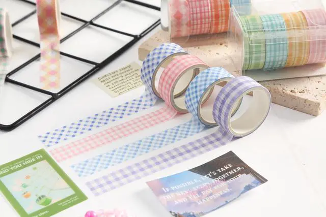 Alt view image 6 of 7 - Colorful Plaid Washi Tape Set 16 Rolls Basic Grid Decorative Masking Tapes for Arts, DIY Crafts, Journals, Planners, Scrapbook, Wrapping (Pastel Basics)