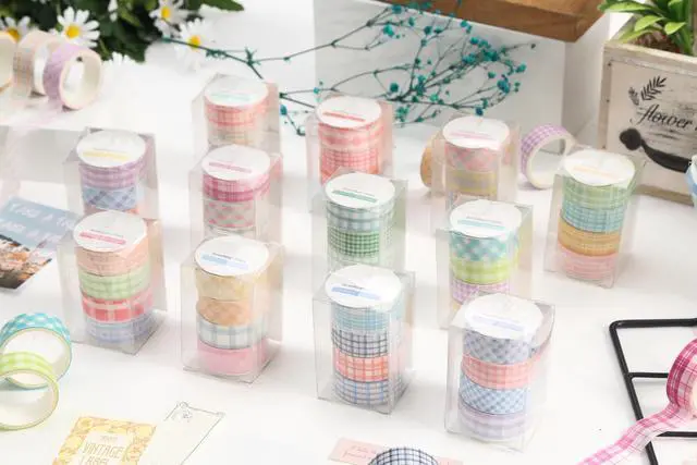 Alt view image 7 of 7 - Colorful Plaid Washi Tape Set 16 Rolls Basic Grid Decorative Masking Tapes for Arts, DIY Crafts, Journals, Planners, Scrapbook, Wrapping (Pastel Basics)