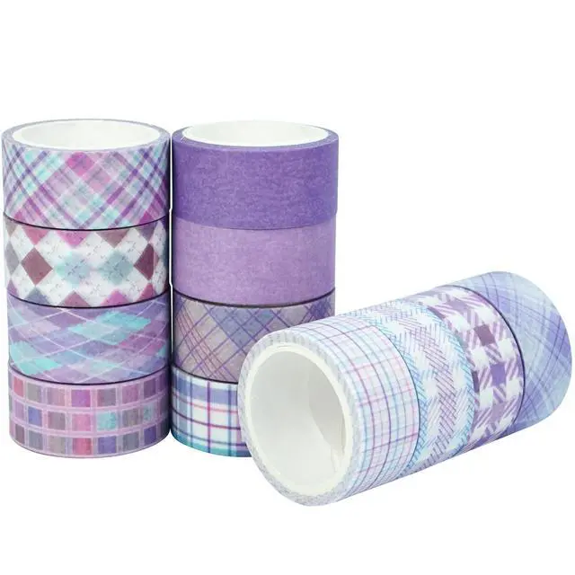 Alt view image 2 of 7 - YUBX Basic Grid Washi Tape Set 12 Rolls Purple Plaid Masking Decorative Tapes