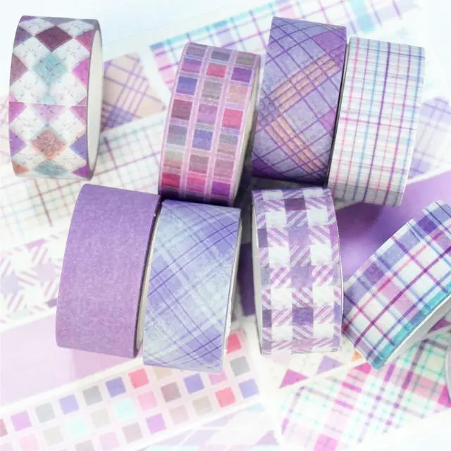 Alt view image 4 of 7 - YUBX Basic Grid Washi Tape Set 12 Rolls Purple Plaid Masking Decorative Tapes