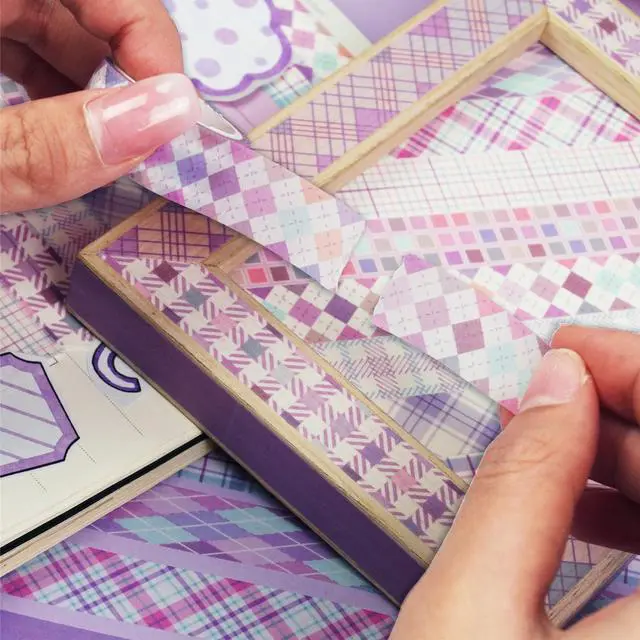 Alt view image 7 of 7 - YUBX Basic Grid Washi Tape Set 12 Rolls Purple Plaid Masking Decorative Tapes