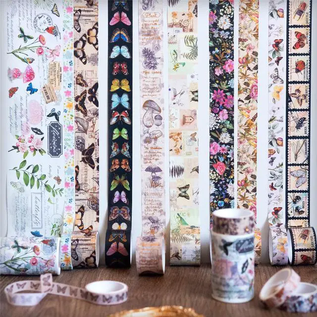 Alt view image 2 of 7 - YUBX Butterfly Washi Tape Set 18 Vintage Gold Foil Masking Decorative Tapes