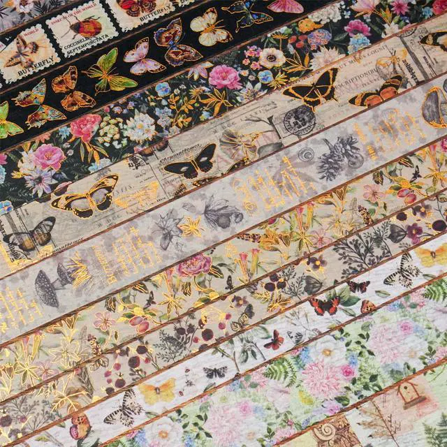 Alt view image 3 of 7 - YUBX Butterfly Washi Tape Set 18 Vintage Gold Foil Masking Decorative Tapes