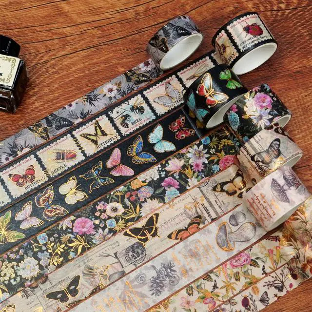 Alt view image 4 of 7 - YUBX Butterfly Washi Tape Set 18 Vintage Gold Foil Masking Decorative Tapes