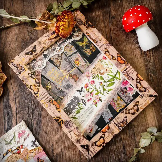 Alt view image 7 of 7 - YUBX Butterfly Washi Tape Set 18 Vintage Gold Foil Masking Decorative Tapes