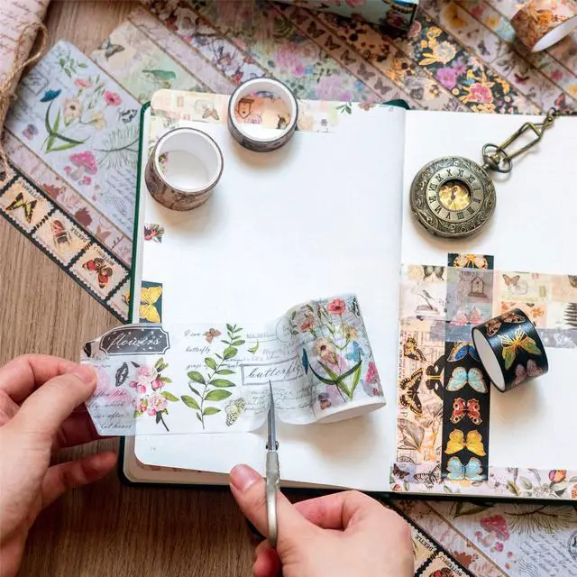 Alt view image 5 of 7 - YUBX Butterfly Washi Tape Set 18 Vintage Gold Foil Masking Decorative Tapes