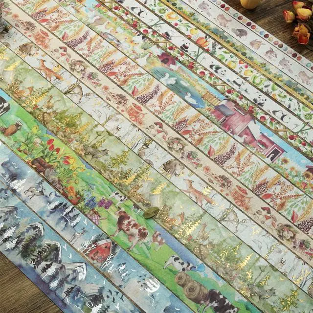 Alt view image 2 of 7 - YUBX Mountain Village Washi Tape Set 17 Gold Foil Masking Decorative Tapes