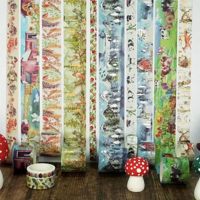 Alt view image 3 of 7 - YUBX Mountain Village Washi Tape Set 17 Gold Foil Masking Decorative Tapes