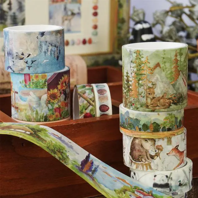 Alt view image 4 of 7 - YUBX Mountain Village Washi Tape Set 17 Gold Foil Masking Decorative Tapes